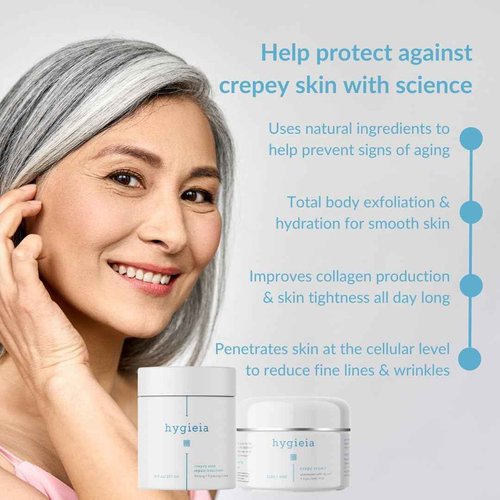 Hygieia + Eternal Youth Bundle - Crepey Skin Repair Cream 4 OZ & Full Body Moisturizing Cream 8 OZ - Revitalizes & Nourishes Dull, Dry & Textured Skin
