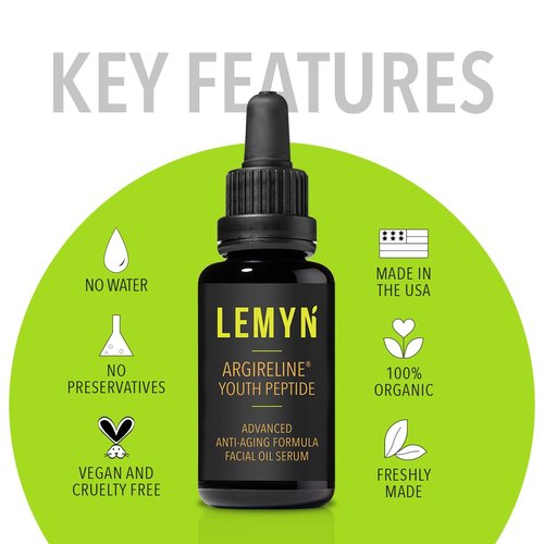 Lemyn Organics Argireline Youth Peptide Face Oil Serum | Anti-Aging, Hydrating, and Firming | Freshly Made Skincare | 30ml