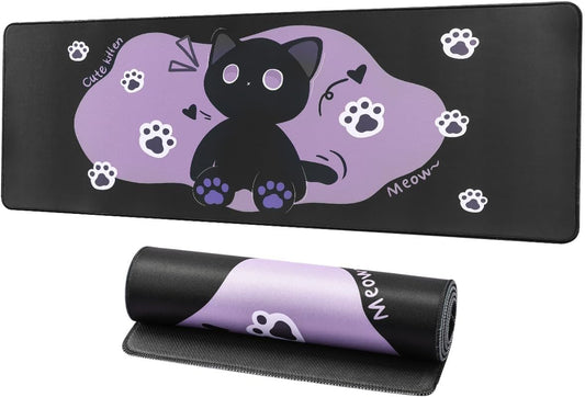 YUNZII Keynovo Gaming Mouse Pad, Large Mouse Pad, Non-Slip 4mm Laptop Gaming Desk Pad,Waterproof Desk Pad for Gaming, Office and Home (Sweet cat, 31.49'' x 11.8'')