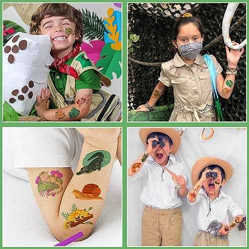 144PCS Reptile Party Favors Reptile Temporary Tattoos Alligator Lizard Gecko Snake Turtle Themed Tattoos Stickers for Kids Reptile Party Supplies Decorations Jungle Gift Classroom Prize Rewards