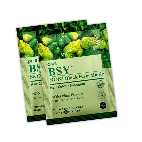 SAVE! 20x 20g. BSY NONI BLACK HAIR COLOR Organic Natural Hair Dye (Black) Covers Grey Hairs (No PPD para-phenylenediamine) by BSY