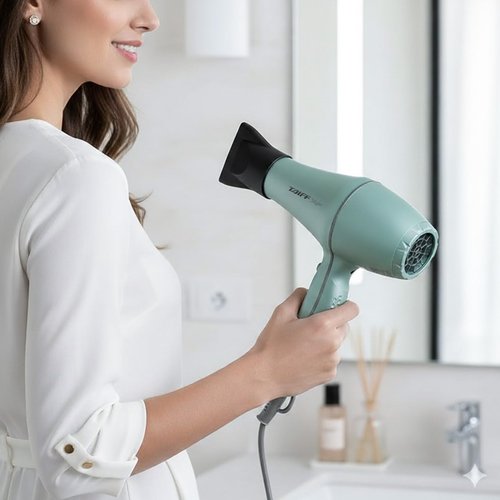 Taiff Style IonSense Professional Hair Dryer | 1875W Ionic Ceramic Blow Dryer with Diffuser | Lightweight Travel Friendly | Dual Voltage - Fast Drying | Green
