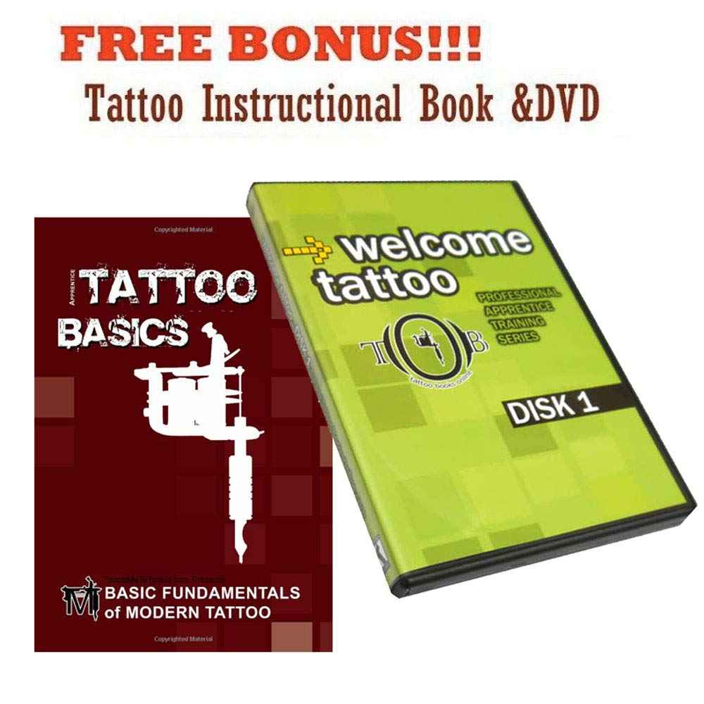 Grinder Tattoo Kit by Pirate Face Tattoo / 4 Tattoo Machine Guns - Power Supply / 7 Ink by Radiant Colors - Made in The USA/LCD Power Supply / 50 Needles/Plus Accessories