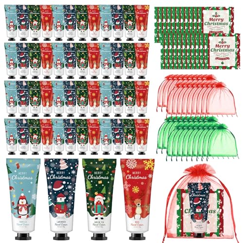 72 Christmas Hand Cream Gift Set Christmas Stocking Stuffers Hand Cream Travel Size Care Cream Bulk Mini Hand Lotion for Dry Cracked Hands Employees Colleagues Teacher Gifts