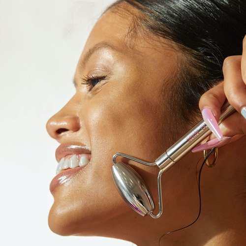 Skin Gym Silver Facial Roller and Gua Sha Tool Workout Skin Care Set for Wrinkles and Fine Lines - Anti Aging Face Lift Beauty Tool - Improve Skin Appearance and Achieve Radiant Glow