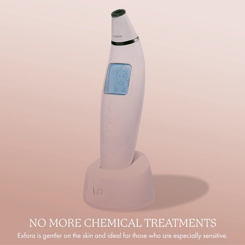 Exfora Facial Microdermabrasion Wand by Vanity Planet - Acne Treatment Reduce Wrinkles & Fine Lines - 4 Interchangeable Heads & Dual Charging Mode - Exfoliating Facial Cleanser for All Skin Types