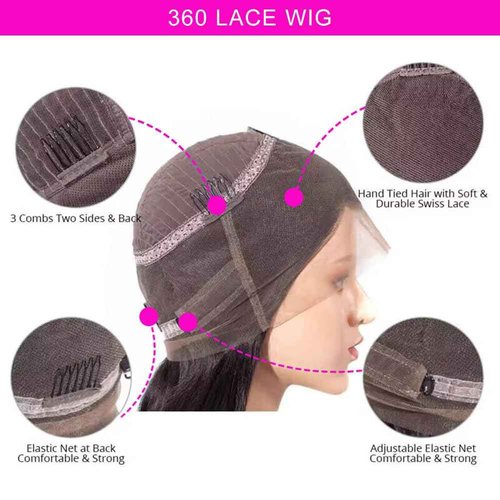 Ossilee 18 Inch 200% Density Invisi-Strap Hidden-Strap Transparent-Strap Snug Fit 360 Lace Front Wigs Human Hair Wigs for Black Women Straight HD Lace Front Wigs Human Hair Pre Plucked Pre Bleached