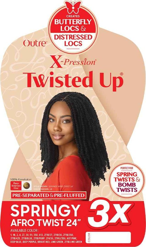 Outre X-Pression - Twisted Up - Springy Afro Twist 24" 3X (5 Pack, OFF BLACK 1B)