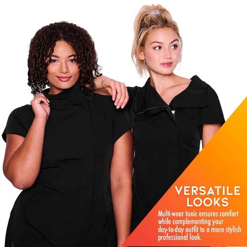 Colortrak Limitless Bleach Proof Work-and-Play Tunic, Hair Repellent, Pill Resistant, Moisture-Wicking 4-Way Stretch Breathable Fabric, Size Small, Black