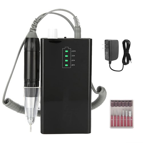 Nail Drill Machine, Mini Charging Nail Polisher for Acrylic Gel Nails, 30000RPM Electric Nail File (US Plug)