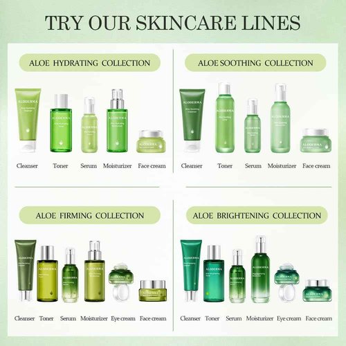 Aloderma Signature Aloe Brightening Set - 6 Pieces - Gel, Cleanser, Toner, Serum, Cream x2pcs