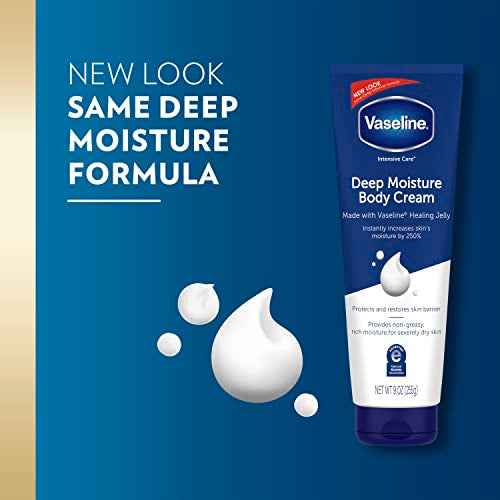 Vaseline Intensive Care Body Cream Deep Moisture 4 pk with Healing Petroleum Jelly & Vitamin E Rich & Smooth for Dry Skin 9 oz