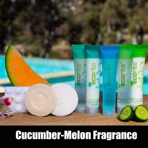 Ecorite Body Wash with Cucumber-Melon Fragrance, Travel Size Hotel Amenities Biodegradable/Recyclable Tube, 1 fl oz/30 ml, Pack of 288
