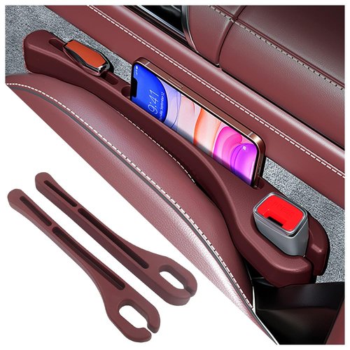 SSNNUU 2PCS Car Seat Gap Filler Organizer with Phone Holder,[Upgrade Version] Car Seat Gap Organizer for Prevent Falling,Essential Car Accessories Car Side Seat Gap Filler (Red)