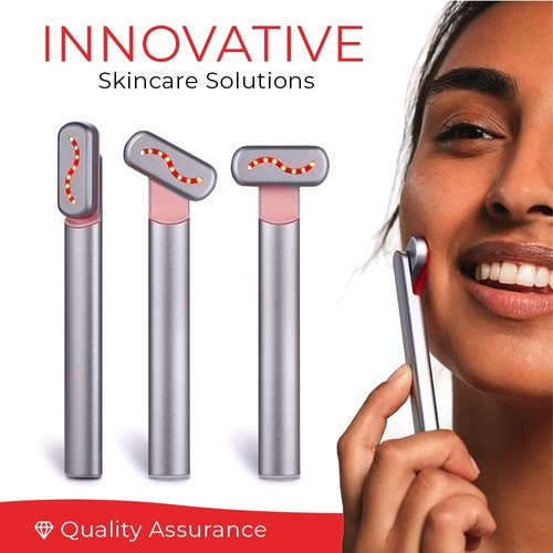 Eclypse Therapy Red Light Therapy for Face, 4-in-1 Rejuvenation Wand: Skin Tightening Massager, Anti-Aging & Wrinkle Reduction, Face & Neck Care Tool (Stellar Silver)