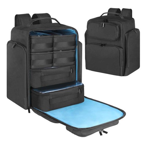 Kitguard Travel Makeup Organizer Backpack with 6 Removable Cases,Extra Large Cosmetic Storage Bag for Women and Professional Make up Artist (Black)