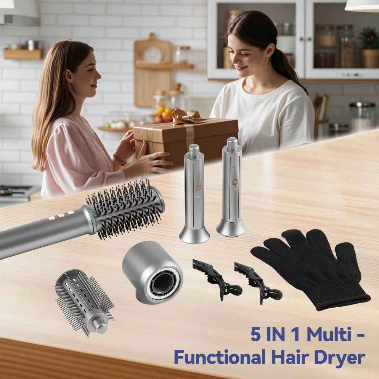 5 in 1 Hair Dryer Brush Set，Professional Blow Dryer Brush,High-Speed Hot Air Styler Wrap for Women,Multi Stylers - Volumize,Curl,Straighten,Frizz-Free,No Heat Damage