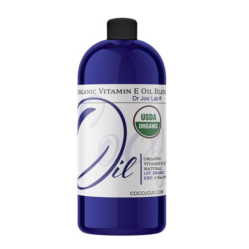 Dr Joe Lab Organic Vitamin E Oil for Skin, Vitamin E Oil for Hair, Face, Liquid Body Oil, Pure Natural Cold Pressed Unrefined, Moisturizes & Nourishes, Non-GMO - 32 Oz