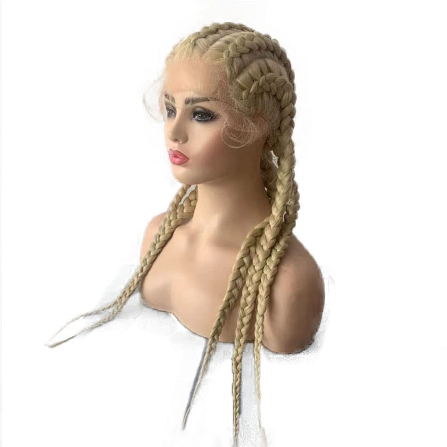 karissa Hair Blonde Braided Wig for Women Long 613 Blonde Box Braid Wigs with Baby Hair Natural Hairline Synthetic Lace Front Twist Braids Wig Frontal Braiding Glueless Heat Resistant Hair 24''