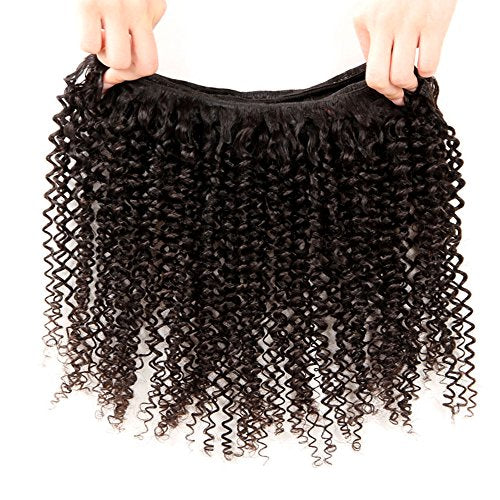 ISEE Hair Virgin Malaysian Deep Curly Jerry Curly Human Hair One Bundles,100% Unprocessed Human Hair Extensions Natural Black Can Be Dyed (14'')