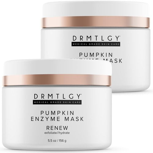 DRMTLGY Pumpkin Enzyme Face Mask with Jojoba Beads. Gentle Exfoliating Pumpkin Facial Mask for Dullness, Uneven Skin Tone, Fine Lines and Wrinkles. 5.5 oz, 2 pack
