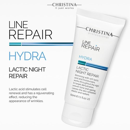 -CHRISTINA- Line Repair Hydra Night Cream with Lactic Acid | Nighttime Bliss for Skin Alignment & Rejuvenation | Elasticity Boosting, Wrinkle Reducing Night Face Cream 60ml