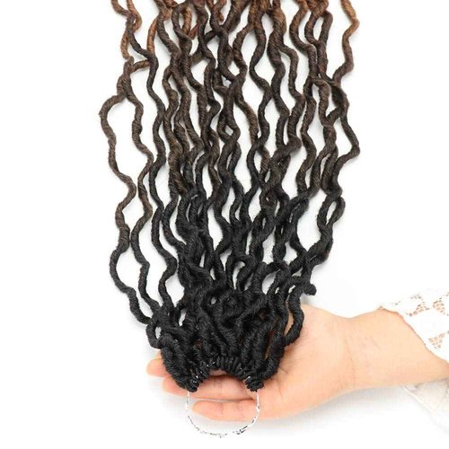 Eliza 24 Inch Wavy Gypsy Locs Ombre Crochet Hair 7 Packs Goddess Locs Faux Locs Crochet hair African Roots Dreadlocs Synthetic Braiding Hair Extensions for Black Women(24",7Packs,OM3T430)
