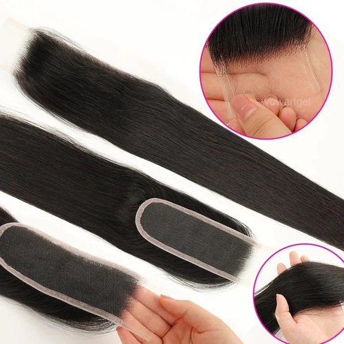 WOWANGEL 2x6 SKINLIKE Real HD Lace Closure, Undetectable HD Film Lace Unprocessed Straight Human Hair Closure Bleached Knots Pre Plucked Super Invisible Lace Closure Natural 20 Inch