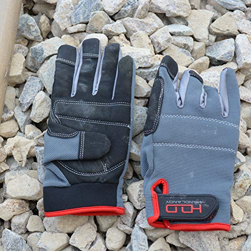 HANDLANDY Work Gloves with Grip, Safety Mechanics Gloves for Men, Touchscreen Multi-Purpose Use Tactical Gloves