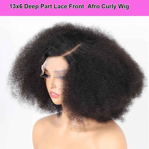 Domiso 13x6 Lace Front Wigs Human Hair Afro Wig 200% Density Afro Kinky Curly Transparent Lace Frontal Wigs for Women Glueless Wigs Human Hair Knots Bleached Pre Plucked with Baby Hair 16 Inch