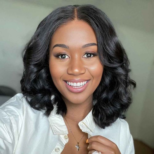 RECOOL Short Bob Wig Human Hair Glueless Short Body Wave Human Hair Wig For Black Women 5x6 HD Glueless Lace Front Wigs Pre Plucked with Baby Hair Bleached Knots Natural Black Wigs 12inch