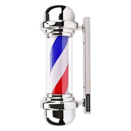 precious harvest Barber Pole,LED Light Source,Wall Mount,Red,Blue and White Barbershop Rotating Light Fixture,Classic Signs for Hair Salon,22.8 Inch