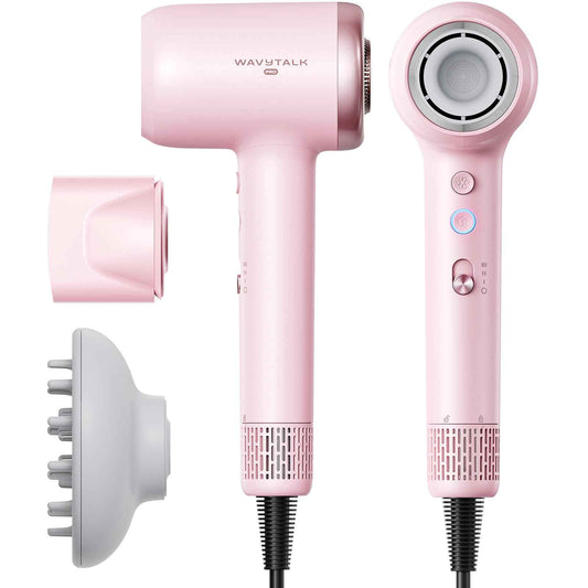 Hair Dryer, Wavytalk Turblow Pro Fast Drying Blow Dryer with Diffuser, High Speed Hair Dryer with 110,000 RPM, Pro Negative Ions for Reduces Damage, Frizz Smoothing, 3 Speeds & 3 Temps, Pink