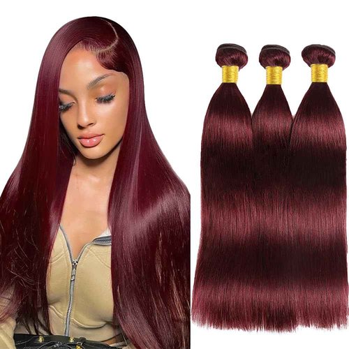 99J Human Hair Bundles Burgundy Straight Bundles Red Straight Human Hair Bundles Brazilian Unprocessed Virgin Hair 3 Bundles 30 30 30 Inch 99J Bundles Human Hair Extensions