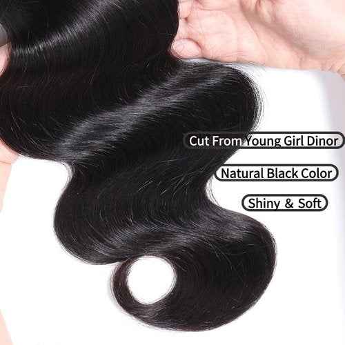 10A Body Wave Bundles Raw Real Human Hair Bundles 16 18 20 Inch 100% Unprocessed Brazilian Virgin Remy Human Hair Extensions 3 Bundles Wavy Hair for Black Women