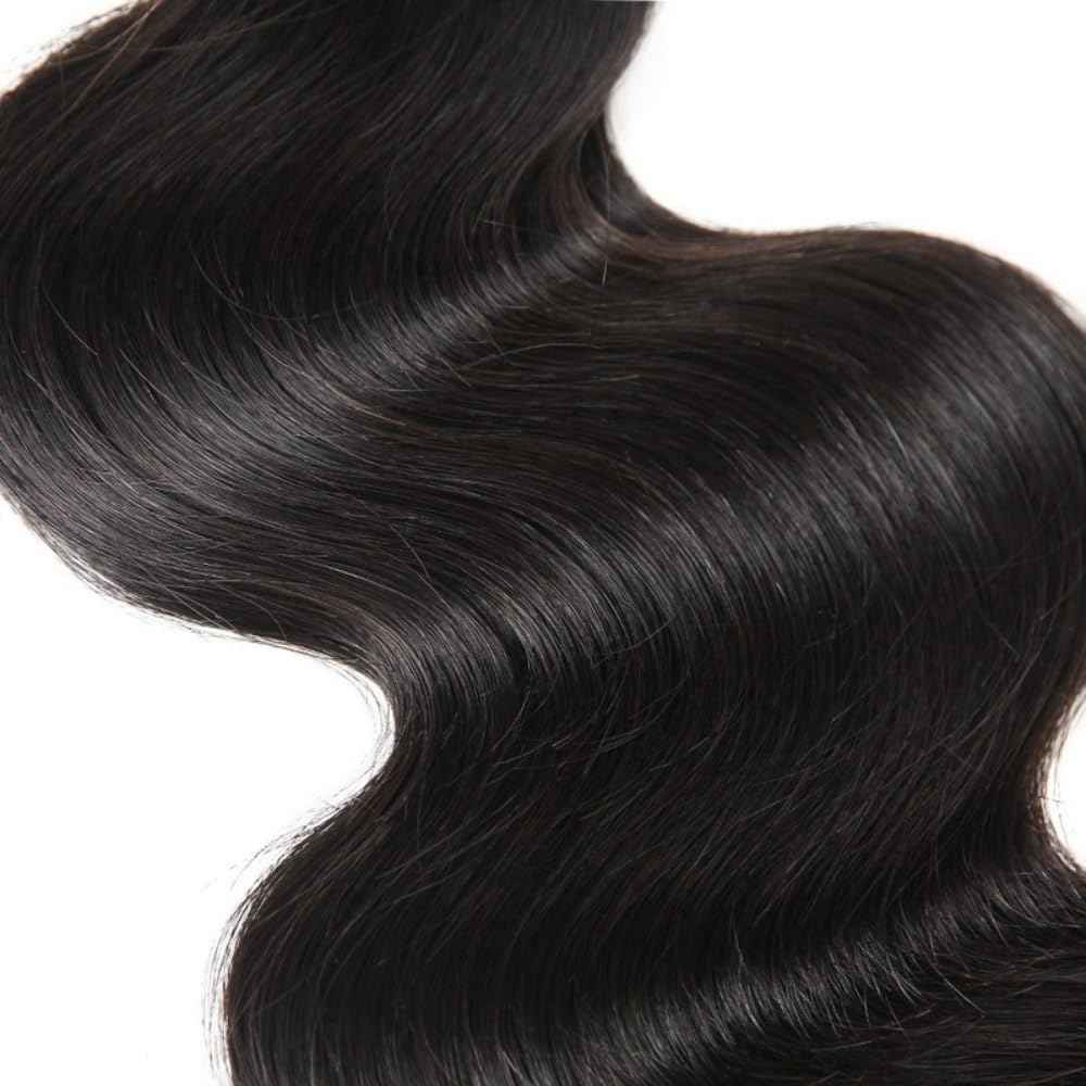 Huarisi 10A Brazilian Body Wave Human Hair Bundles, 24-26 Inch, 100% Unprocessed Virgin, 2 Bundles for Women, Natural Black, Sew-In Installation