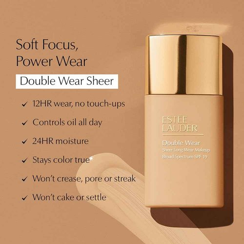 Estée Lauder Double Wear Sheer Matte Foundation SPF 19 | 12-Hour Wear, 1.0 Fl Oz, 5W1 Bronze