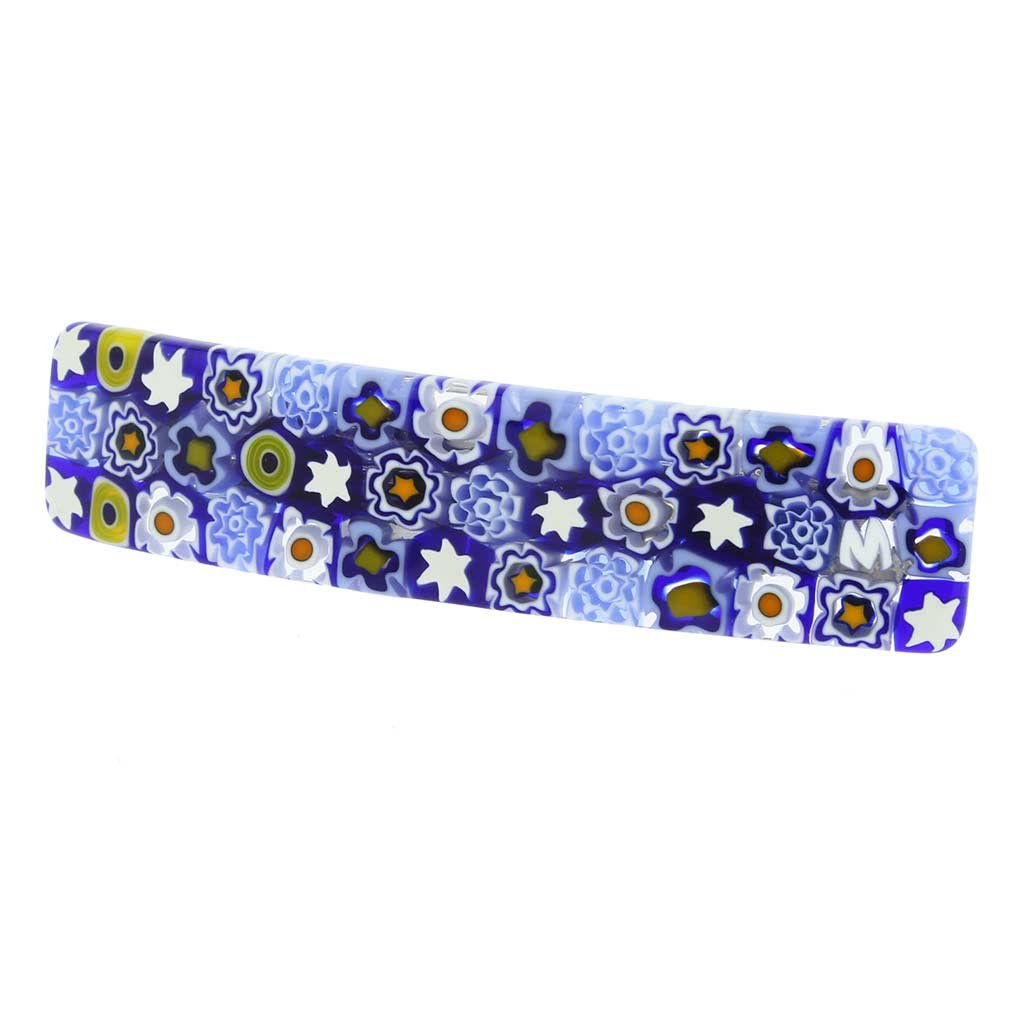 GlassOfVenice Murano Glass Millefiori Hair Clip - Blue Flowers