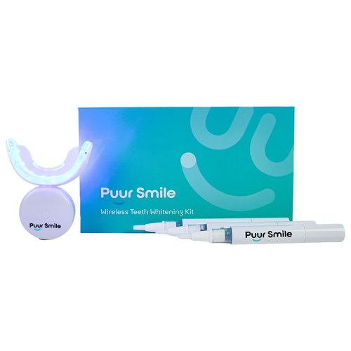 Puur Smile Teeth Whitening Kit – LED Light & Whitening Gel with Remineralization Syringes – Professional-Grade Whitening for Sensitive Teeth – Removes Stains from Coffee, Wine, & Smoking