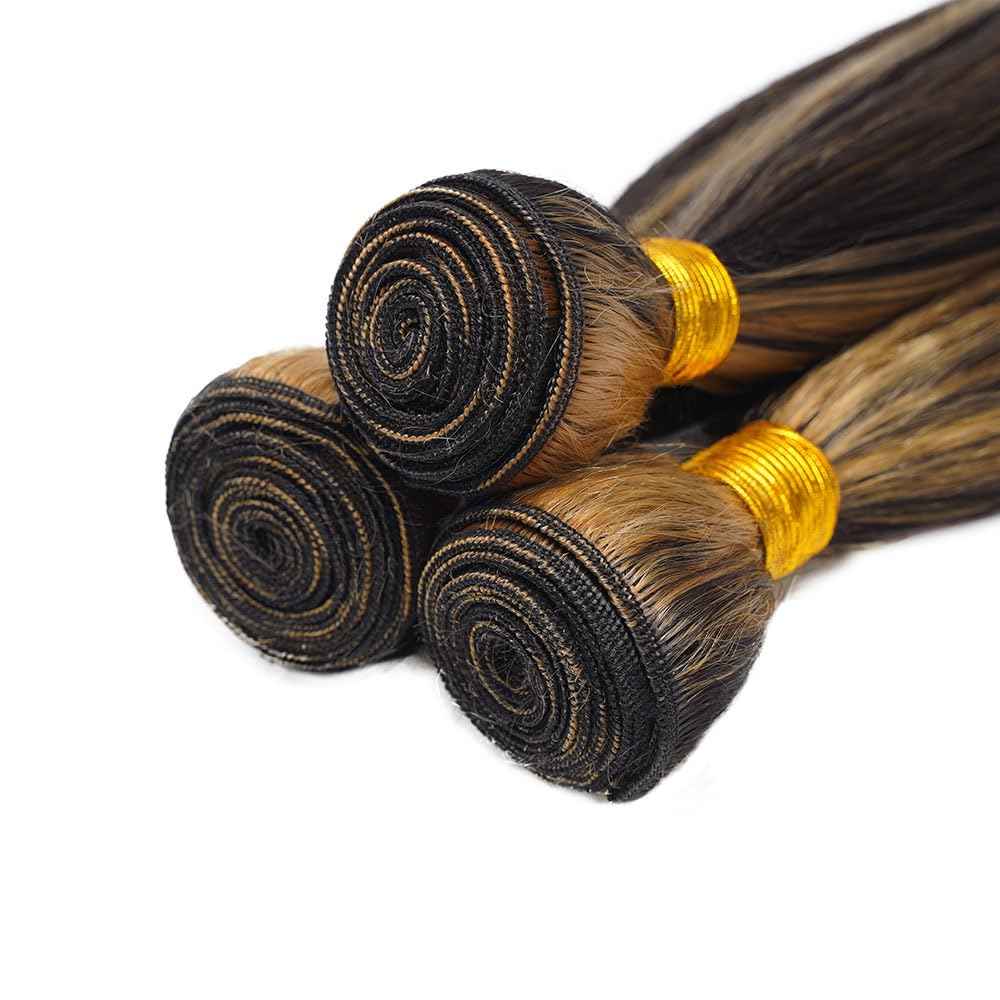 Highlight P1B27 Straight Bundles Ombre Honey Blonde Human Hair Bundles Grade 8A Brazilian Remy Hair Weaves Extensions For Women 26 28 30 Inch
