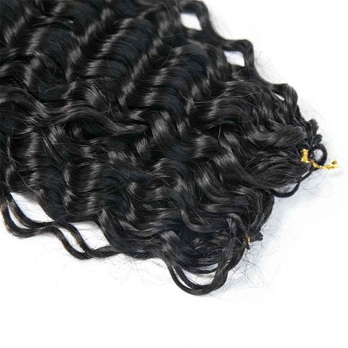 Crochet Human Hair Extensions Water Wave Pre-Separated Curly Crochet Hair Extensions Invisible Micro Loop Crochet Hair Knotless Feather Crochet Human Hair 16inch 120g