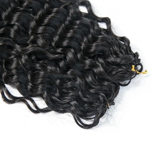 Crochet Human Hair Extensions Water Wave Pre-Separated Curly Crochet Hair Extensions Invisible Micro Loop Crochet Hair Knotless Feather Crochet Human Hair 20inch 60g
