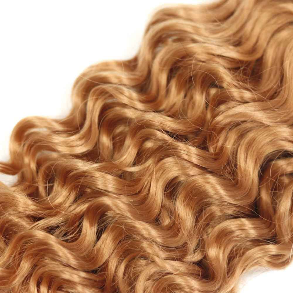 27 Human Hair Bundles Honey Blonde Bundle Blonde Deep Wave Human Hair Bundle 24 24 24 inch Same Length 3 Bundles