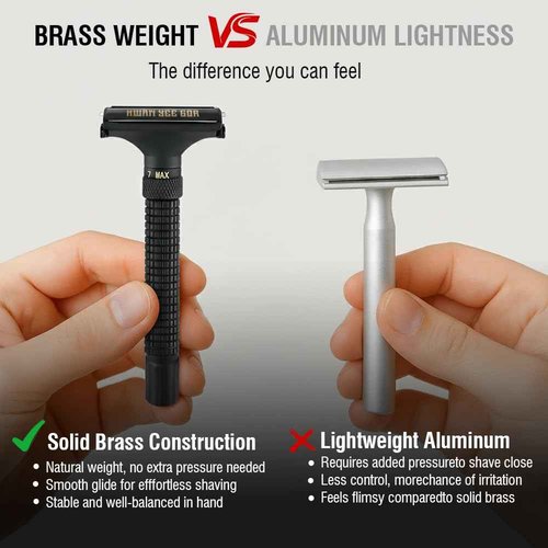 Full Brass Adjustable Safety Razor for Men | Butterfly Open & Long Handle | with 10 German Solingen Blades