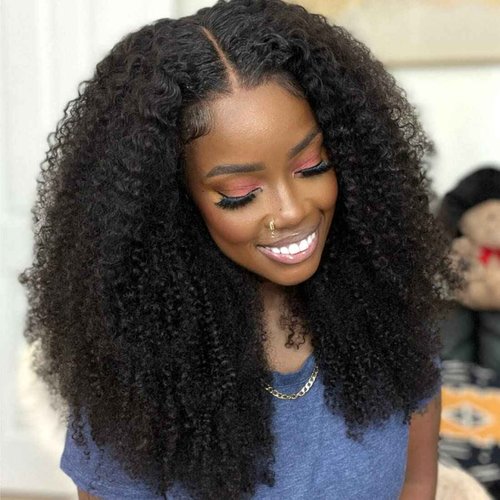 Ladoux Kinky Curly Lace Front Wig 13x6 HD Lace Front Kinky Curly Wig for Women 180% Density Pre Plucked With Baby Hair Afro Kinky Curly Human Hair Wig 20Inch Kinky Curly HD Lace Front wig