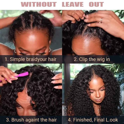 Ainmeys Curly V Part Wigs Kinky curly V Shape Wigs for Black Women No Leave Out Upgrade U Part Wigs Glueless Full Head Clip In Half Wigs(18IN 180%Density)