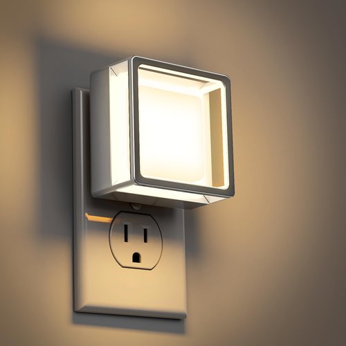 DORESshop Night Light, Night Lights Plug into Wall,2 Pack 3000K LED Nightlight with Adjustable Brightness, Automatic Night Light Plug in with Light Sensor for Bathroom Hallway Room Decor, Silver