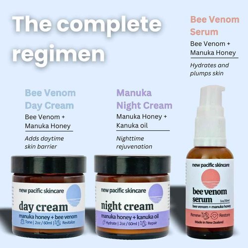 New Pacific Skincare Manuka Honey 45+ MGO & Bee Venom Day Cream | 100% Natural Firming Anti-Wrinkle Face Moisturizer with Hyaluronic Acid & Vitamin C | 2oz