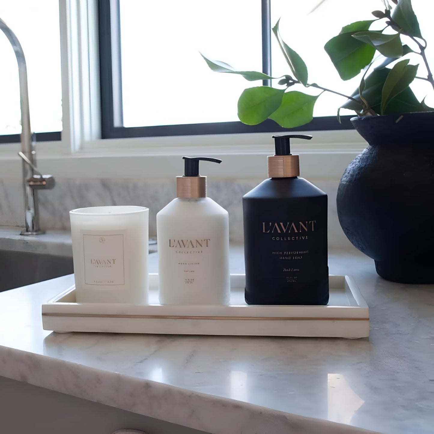L'AVANT Collective Hand Lotion & Hand Soap Bundle Fresh Linen | High Performing Formula Luxurious Ingredients for Soft & Smooth Hands | 2 Glass Bottles Kitchen Accessories Home Decor Hostess Gifts