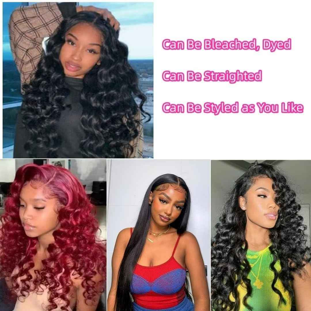 Ladiaryf Loose Wave Bundles Human Hair Short Brazilian Virgin Human Hair Bundles Loose Wave Natural Black Color Can Be Dyed and Styled Total 300g 12 12 12 Inch